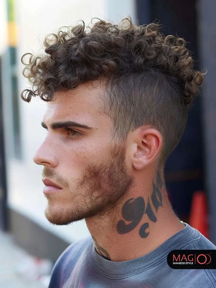 عکس پسر مو فرفری با ماسک