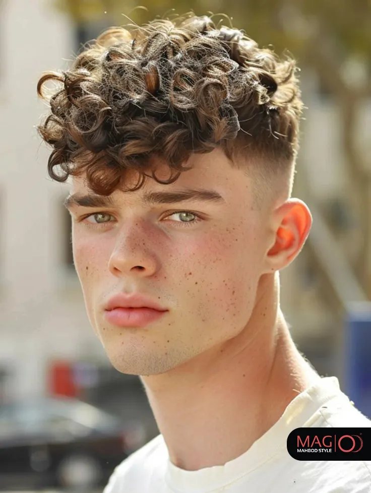 عکس پسر مو فرفری با ماسک