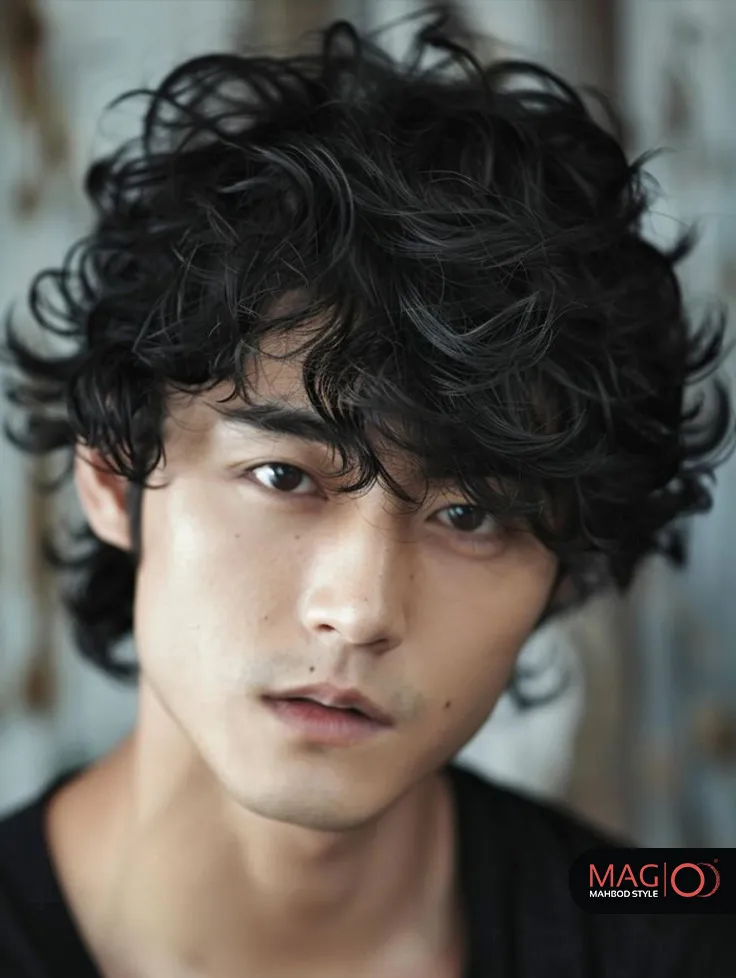 عکس پسر مو فرفری با ماسک