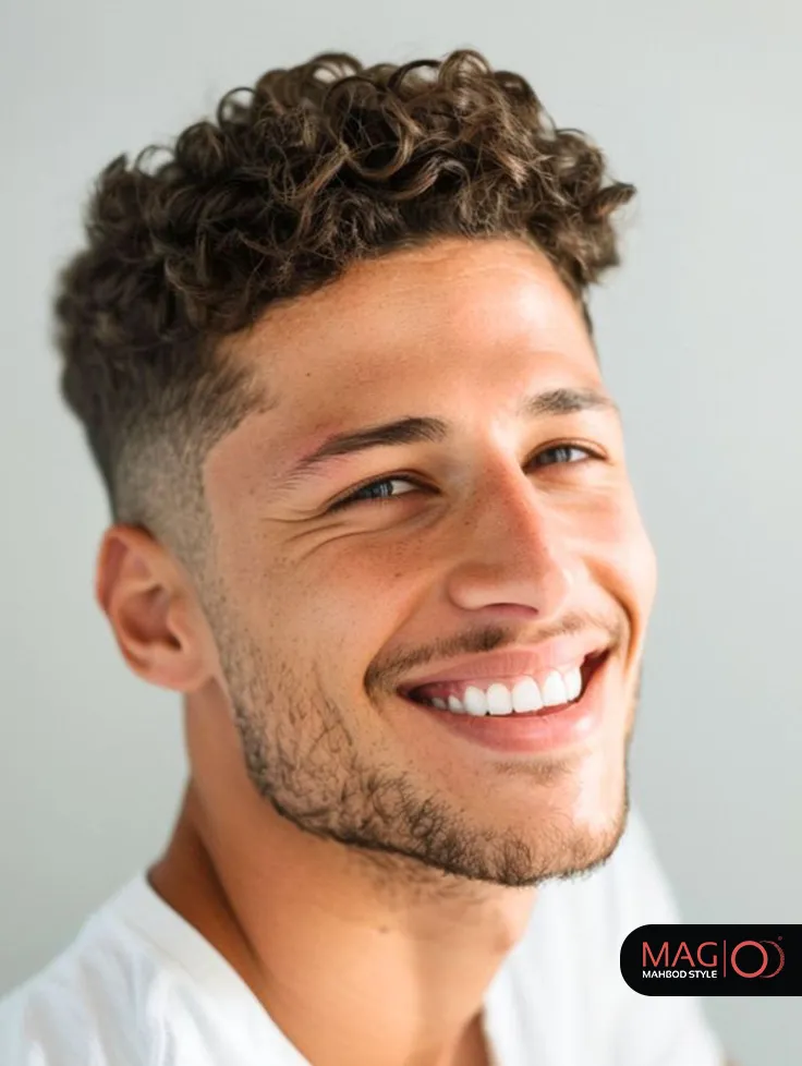 عکس پسر مو فرفری با ماسک