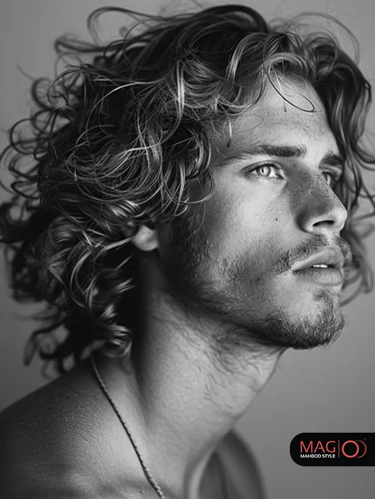 عکس پسر مو فرفری با ماسک