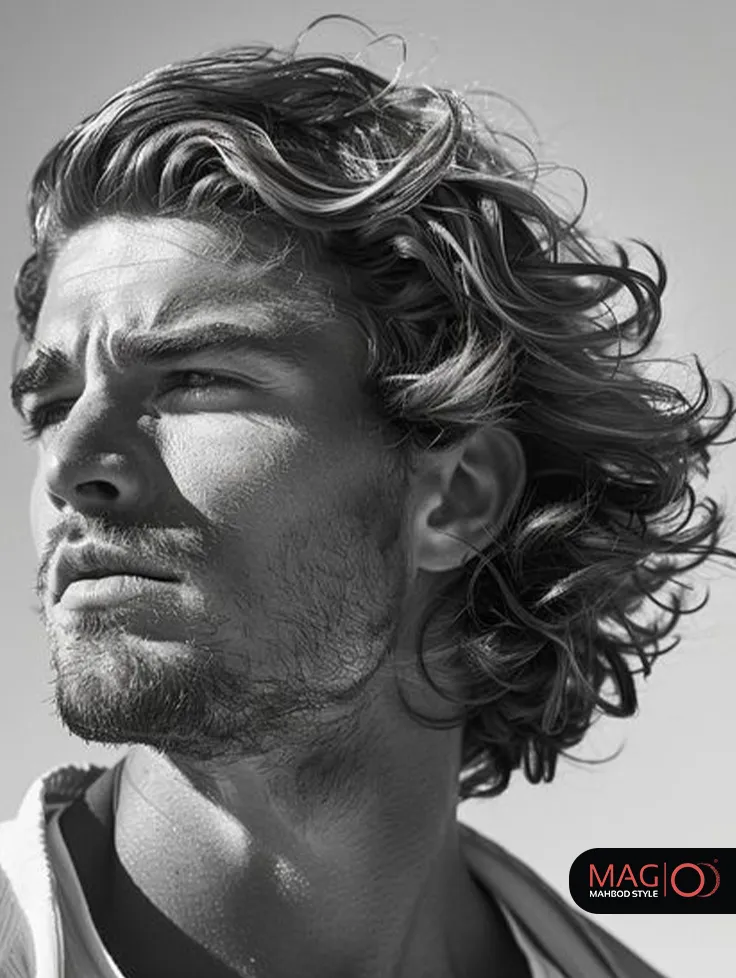 عکس پسر مو فرفری با ماسک