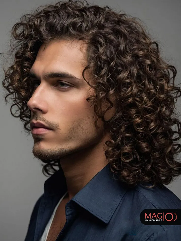 عکس پسر مو فرفری با ماسک