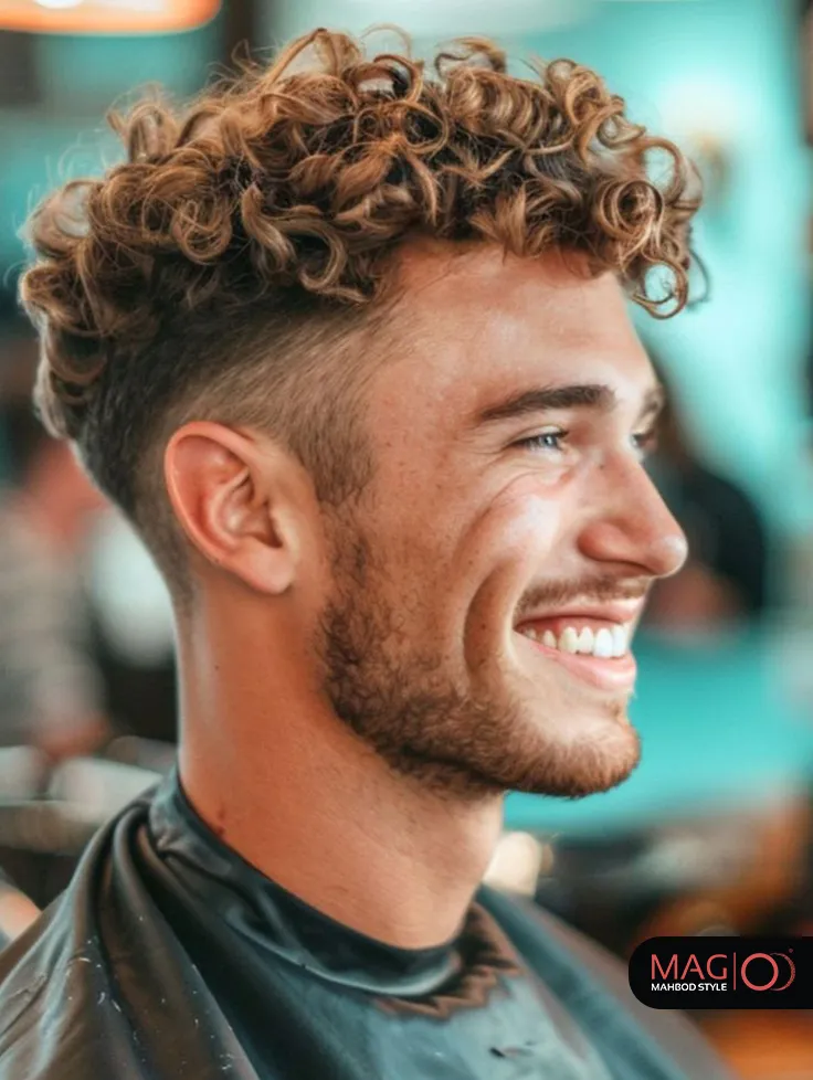 عکس پسر مو فرفری با ماسک